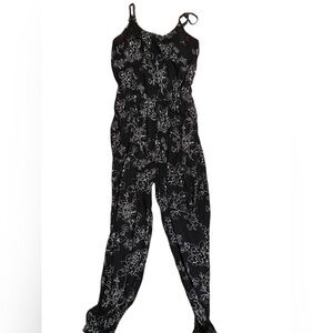 American Eagle Black Floral Jumpsuit
